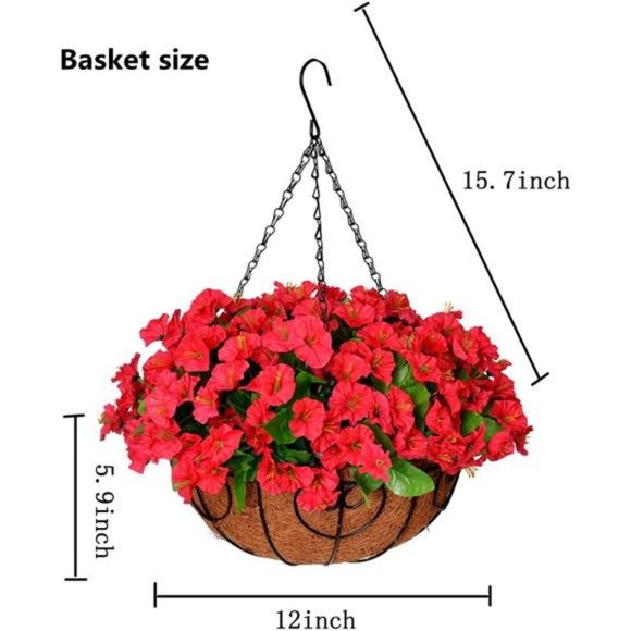 Artificial Morning Glory Flowers in Basket, Silk Flower with 12 inch Flowerpot - Picture 3 of 6